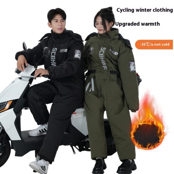 Winter Outdoors Cold-proof Cycling One-piece Work Clothes - Image 2